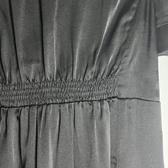 Rebecca Taylor Silk Blend V-Neck Empire‎ Waist Flutter Sleeve Blouse Black 10 - Picture 7 of 9